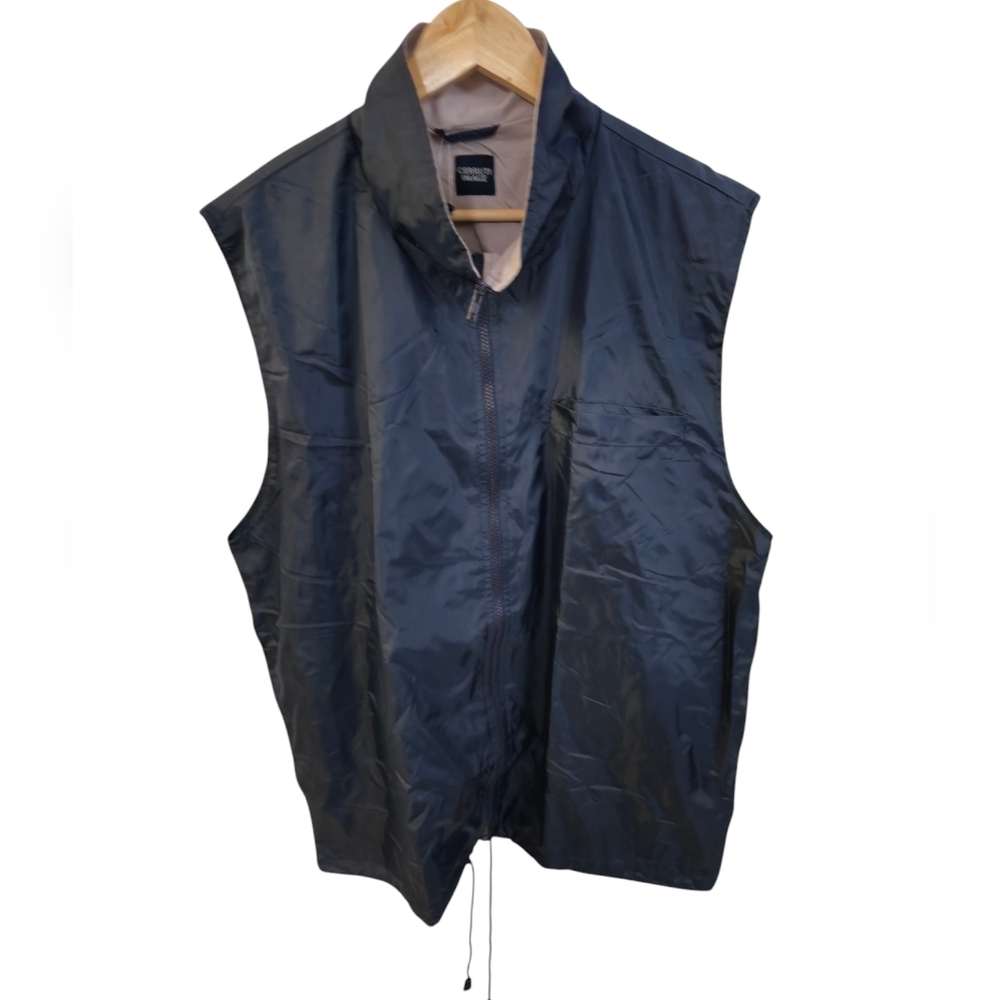 Vintage Cerruti Image Men's Full Zip Vest With Pouch Blue Drawstring Size Large*